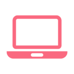 A graphic icon of a latop in pink