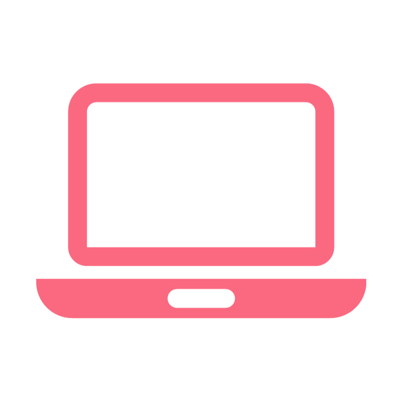 A graphic icon of a latop in pink