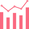 Pink icon of a line graph