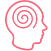 Pink icon of a head