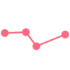 Pink icon of a line graph