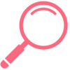 Pink icon of a magnifying glass