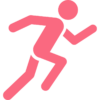 Pink icon of a person running